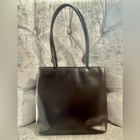 Authentic Prada Brown Leather Shoulder Bag - EUC - Picture 1 of 11